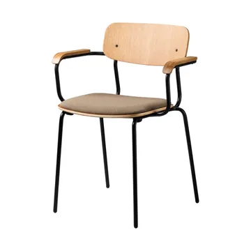 J183 Holmen armstoel - Eikenfineer-zwarte poten-taupe - FDB Møbler