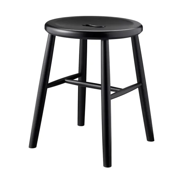 J27 ronde kruk - Beech black painted, Ø35x45,5 cm - FDB Møbler