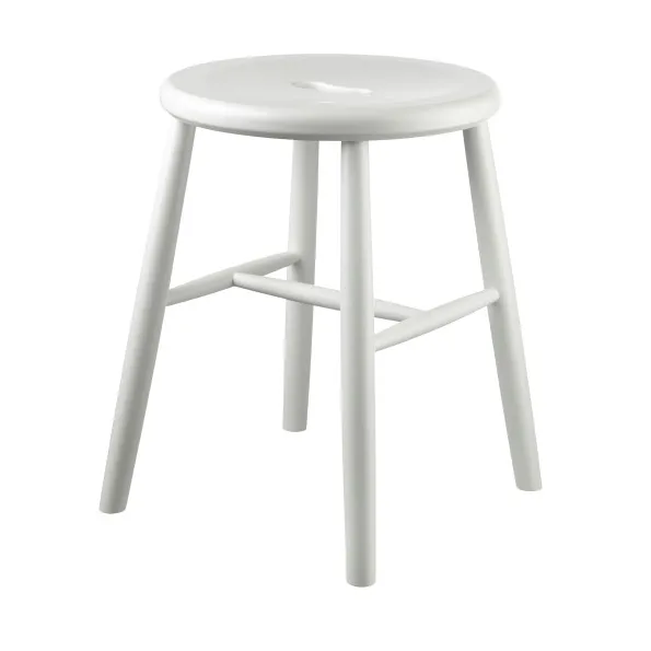 J27 ronde kruk - Beech white painted, Ø35x45,5 cm - FDB Møbler