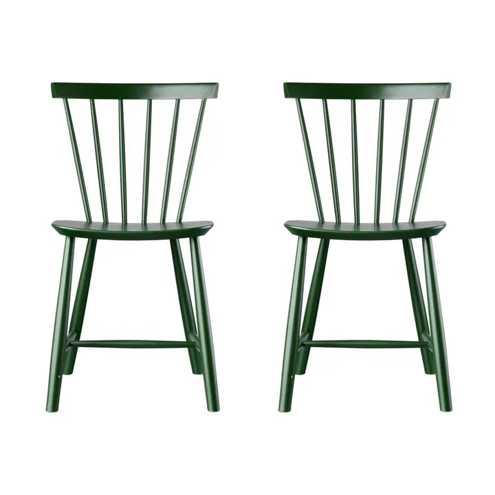 J46 stoel, Beech bottle green painted, 2-pack - FDB Møbler