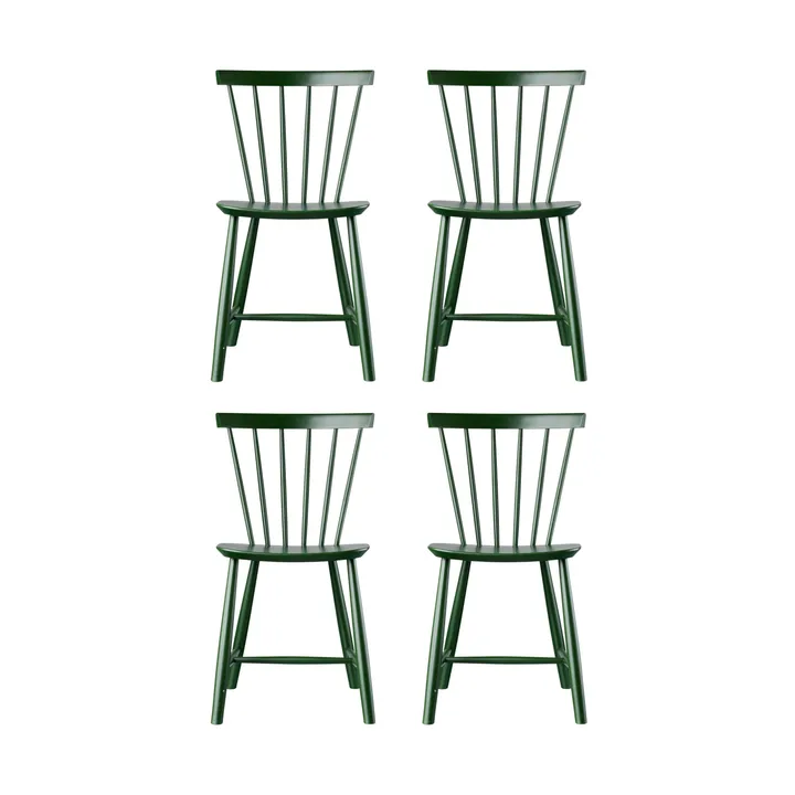 J46 stoel, Beech bottle green painted, 4-pack - FDB Møbler