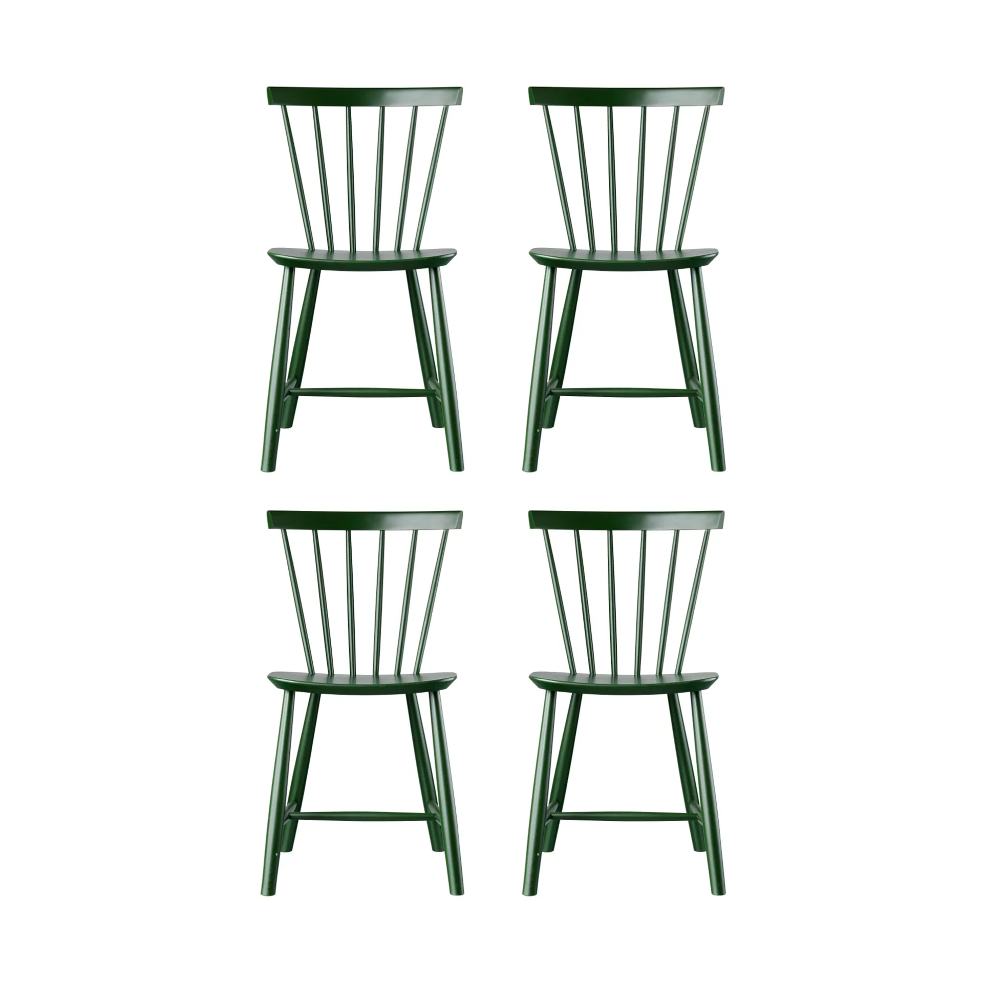 J46 stoel, Beech bottle green painted, 4-pack FDB Møbler