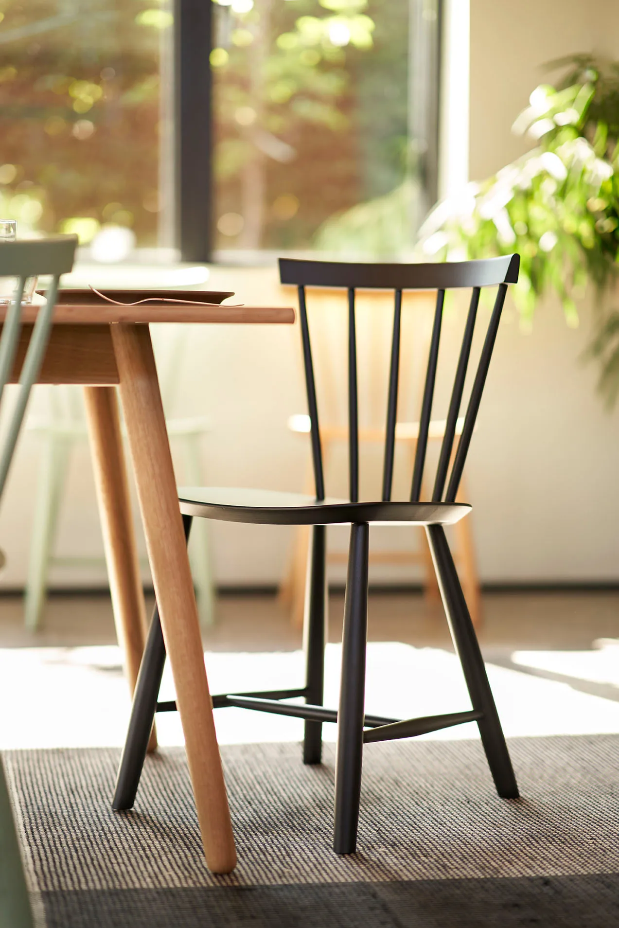 J46 stoel, Beech bottle green painted, 6-pack,  FDB Møbler