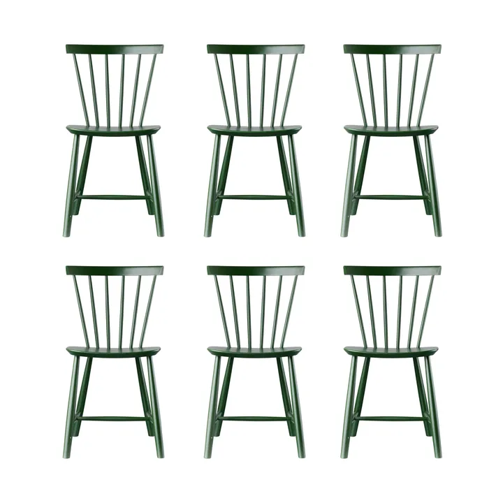 J46 stoel, Beech bottle green painted, 6-pack - FDB Møbler
