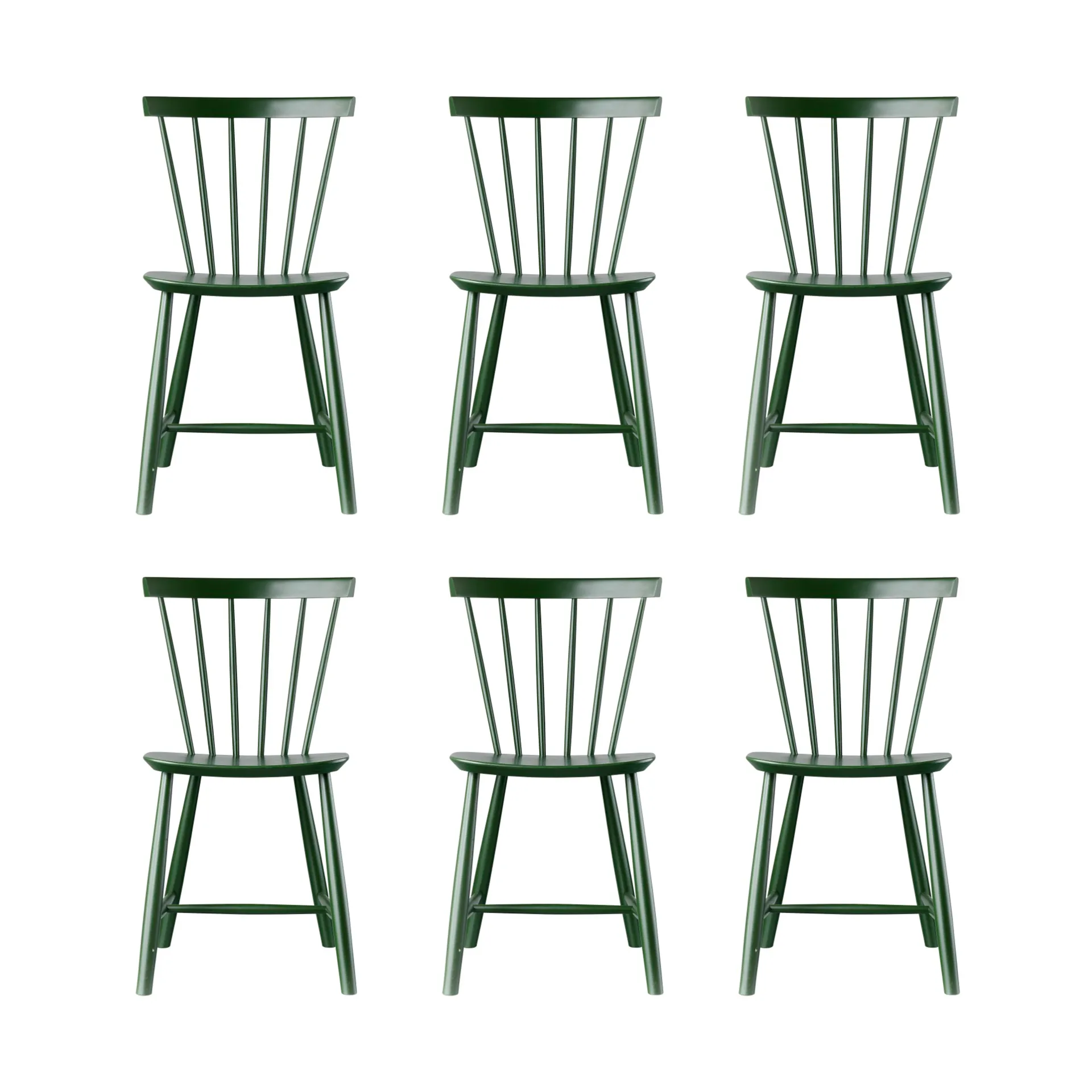 J46 stoel, Beech bottle green painted, 6-pack FDB Møbler