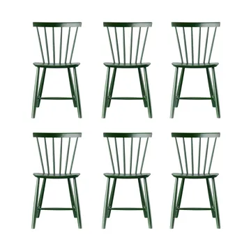 J46 stoel, Beech bottle green painted, 6-pack - FDB Møbler