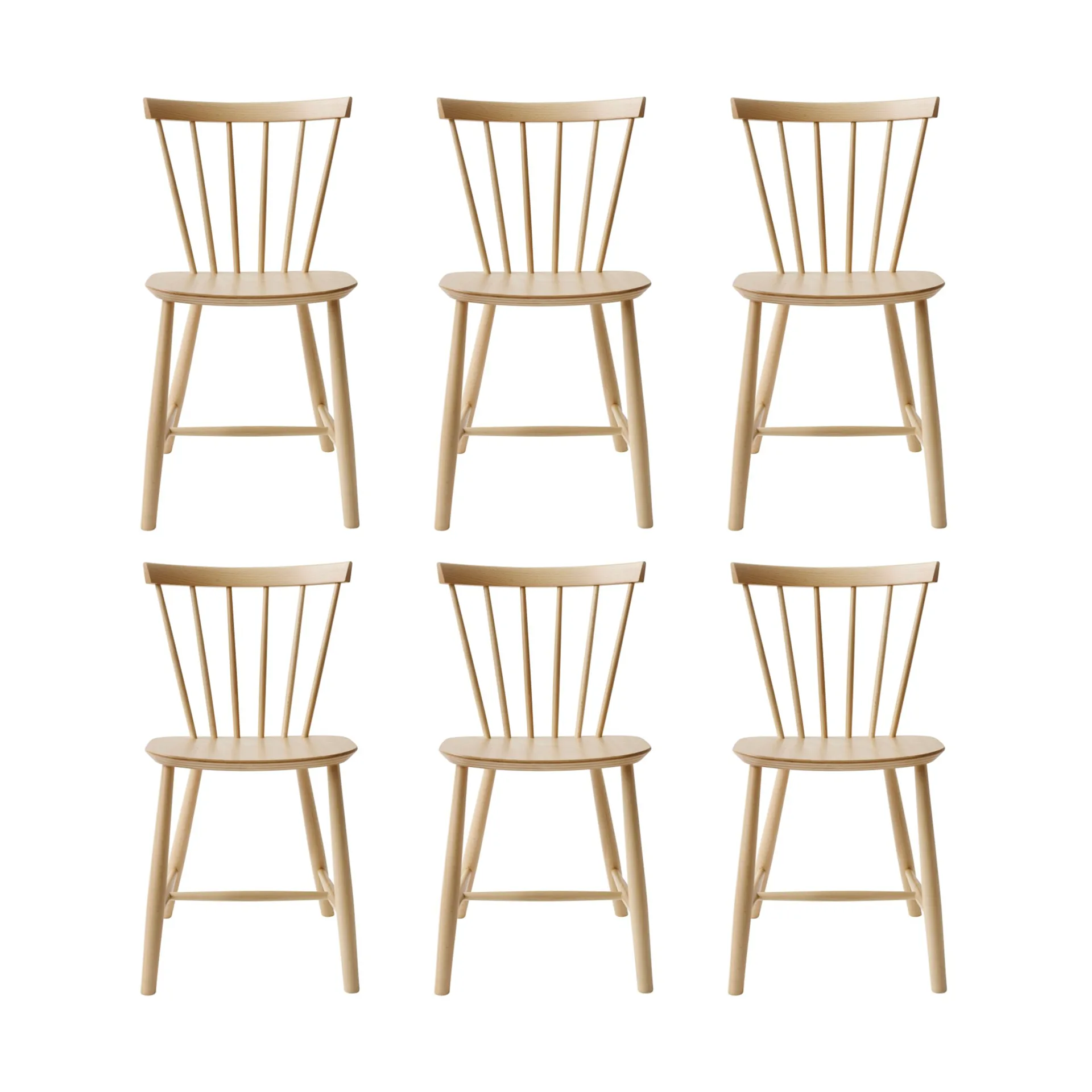 J46 stoel, Beech nature gelakt, 6-pack,  FDB Møbler