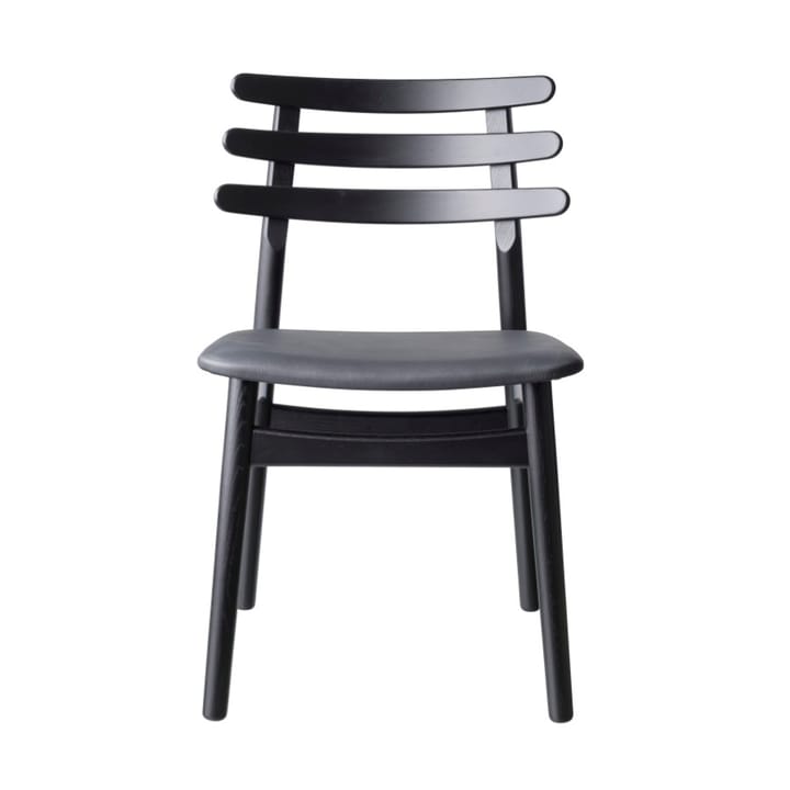 J48 stoel - Oak black painted-black leather - FDB Møbler