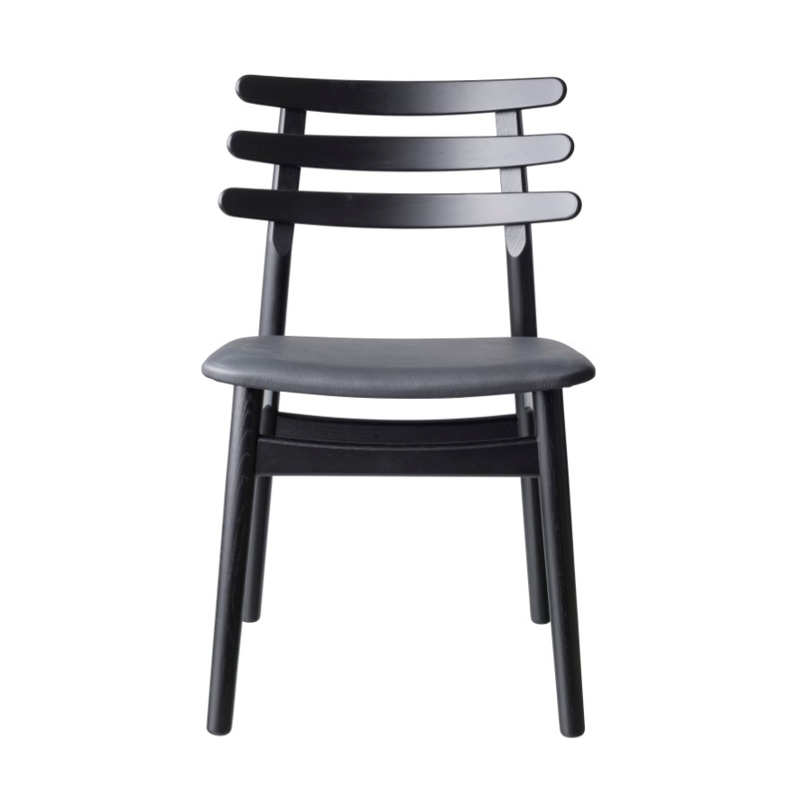 FDB Mobler J48 stoel Oak black painted-black leather
