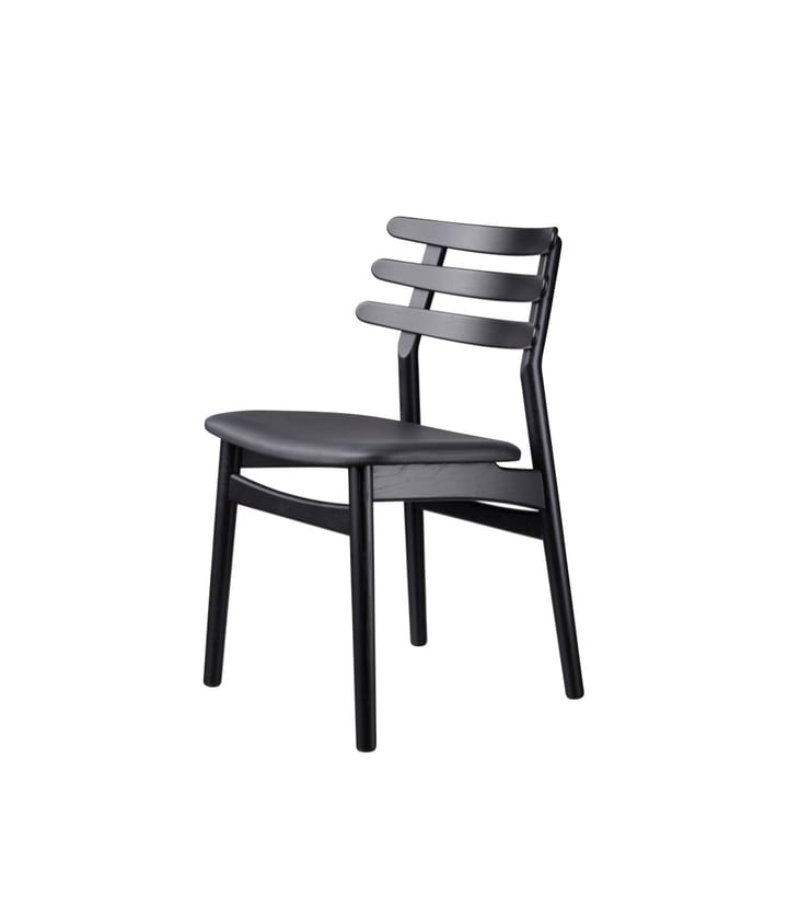J48 stoel, Oak black painted-black leather FDB Møbler