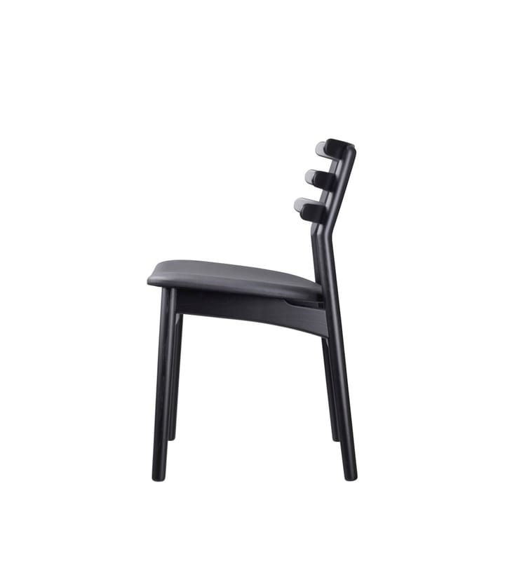 J48 stoel, Oak black painted-black leather FDB Møbler