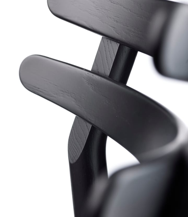 J48 stoel, Oak black painted-black leather FDB Møbler