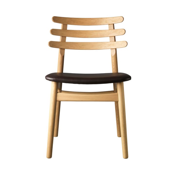 J48 stoel - Oak nature lacquered-dark brown leather - FDB Møbler