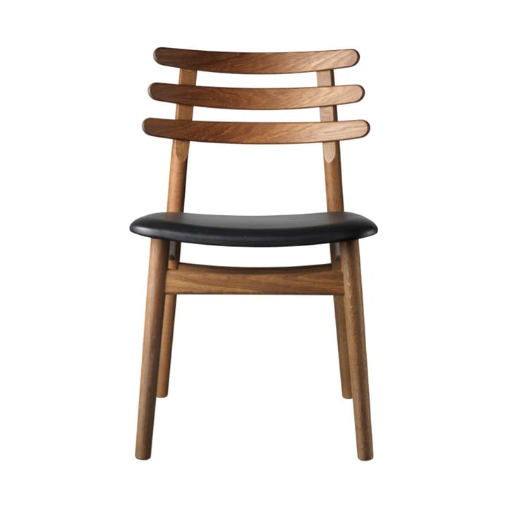 J48 stoel - Smoked oak nature lacquered-black leather - FDB Møbler
