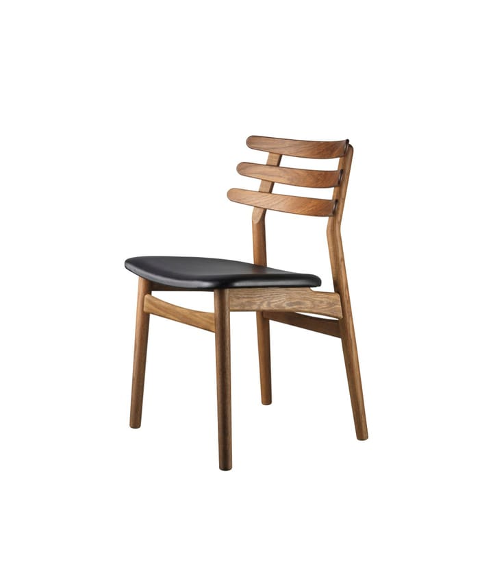 J48 stoel, Smoked oak nature lacquered-black leather FDB Møbler