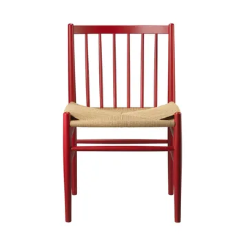 J80 stoel - Ruby red beuken-paper cord - FDB Møbler