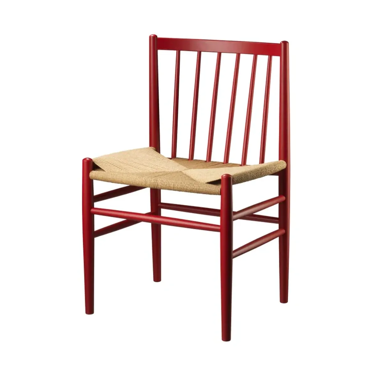 J80 stoel, Ruby red beuken-paper cord FDB Møbler