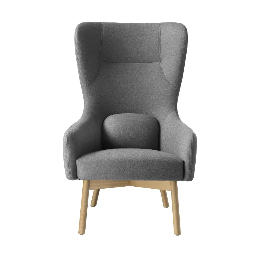 L35 Gesja Wing Chair Fauteuil, Oak nature lacquered-dark grey FDB Møbler