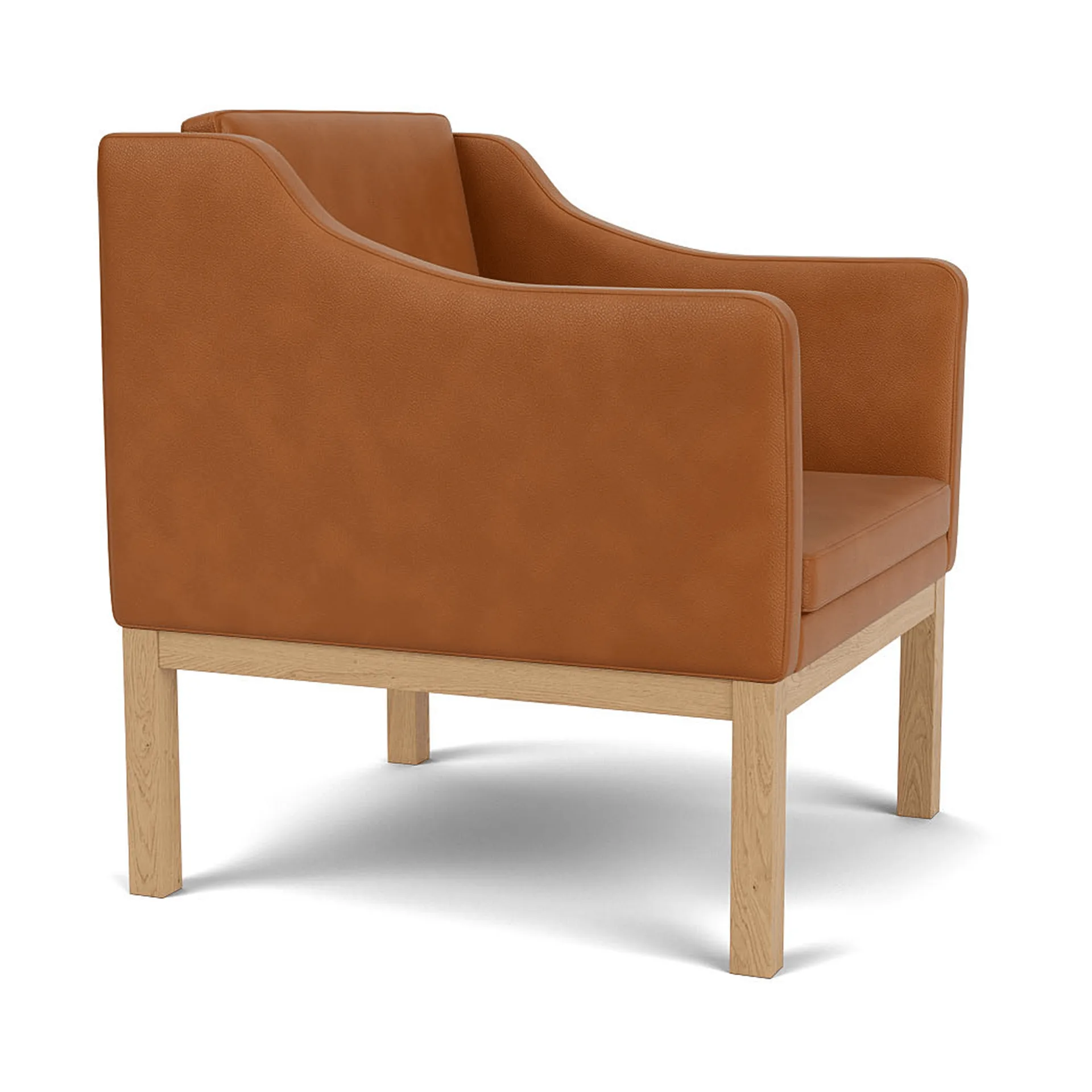 L46 MK155 easy chair armstoel, Gelakt eiken-leer cognac FDB Møbler