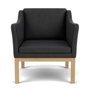 L46 MK155 easy chair armstoel - Gelakt eiken-leer zwart - FDB Møbler