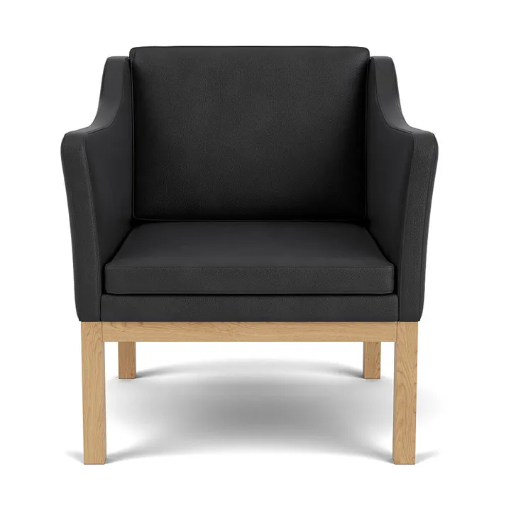 L46 MK155 easy chair armstoel - Gelakt eiken-leer zwart - FDB Møbler