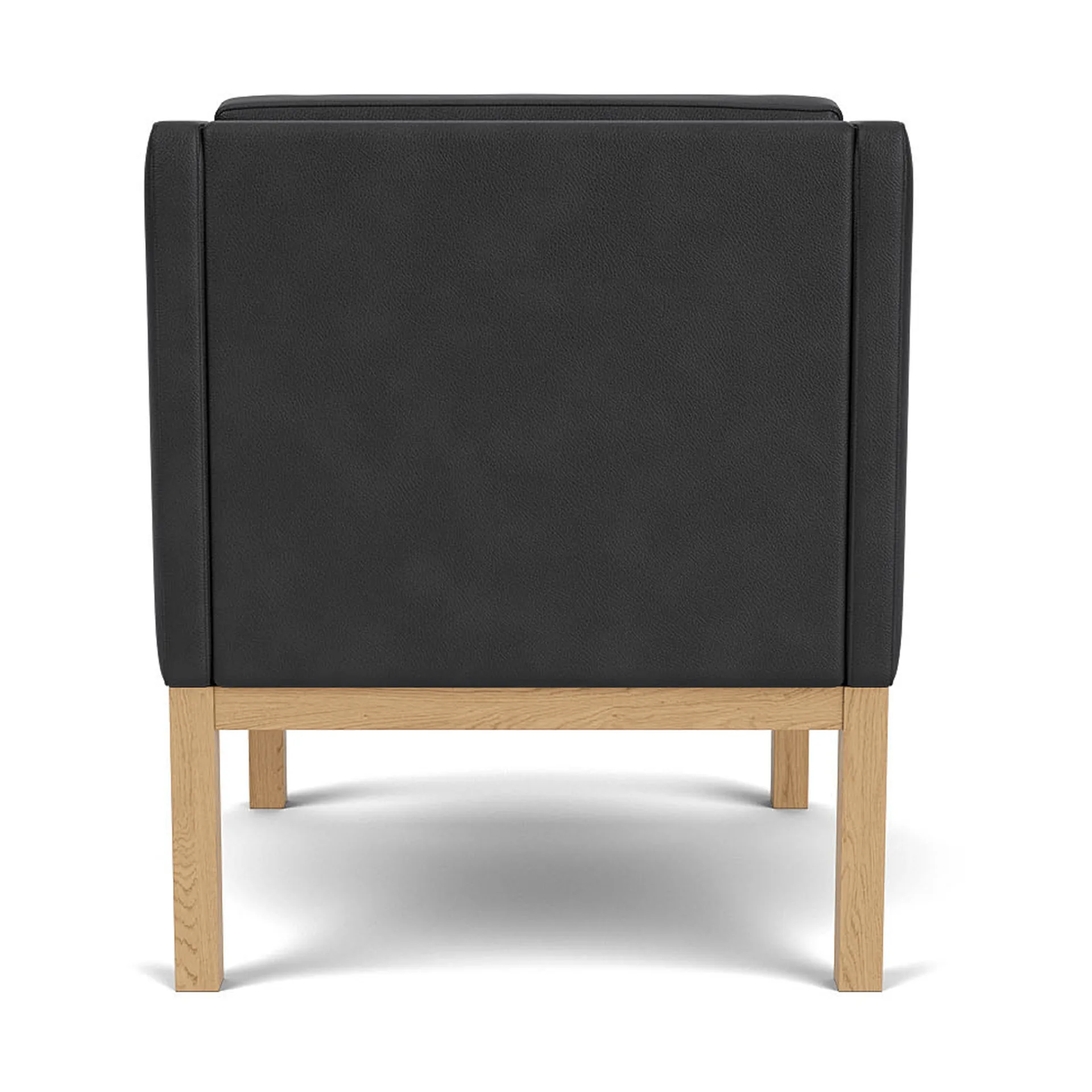 L46 MK155 easy chair armstoel, Gelakt eiken-leer zwart FDB Møbler