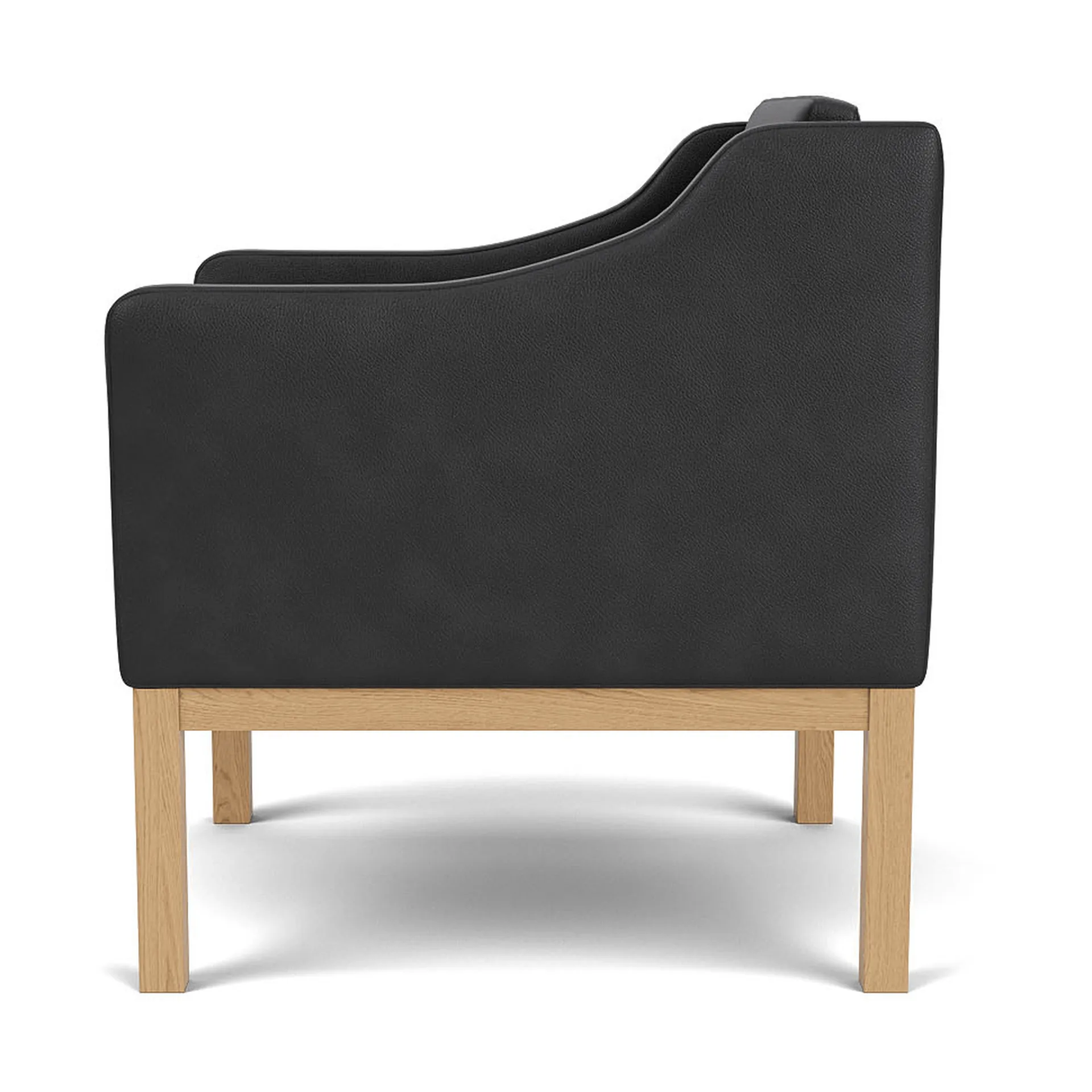 L46 MK155 easy chair armstoel, Gelakt eiken-leer zwart FDB Møbler