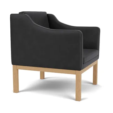 L46 MK155 easy chair armstoel - Gelakt eiken-leer zwart - FDB Møbler