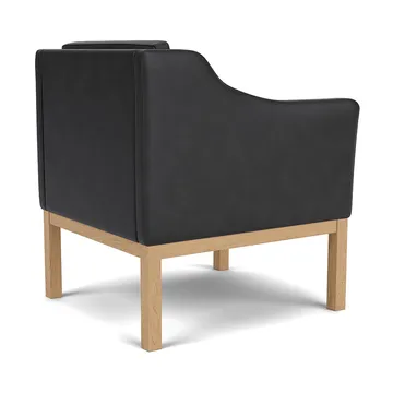 L46 MK155 easy chair armstoel - Gelakt eiken-leer zwart - FDB Møbler