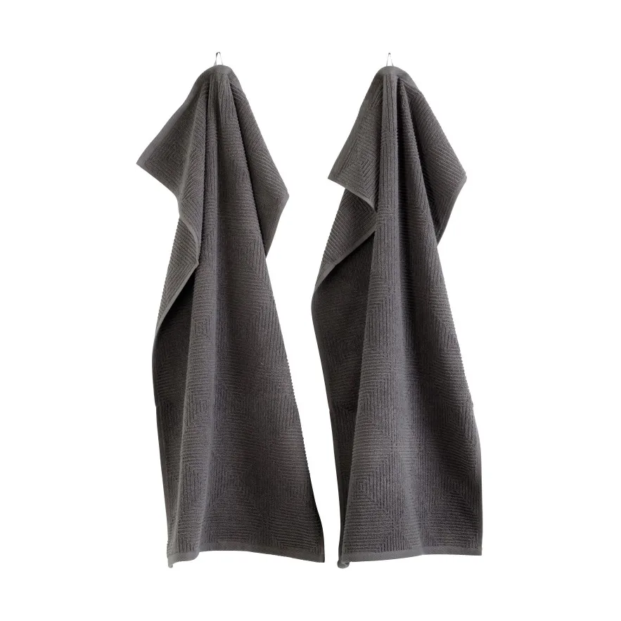 R33 Kirkeby handdoek 2-pack, Granite gray FDB Møbler
