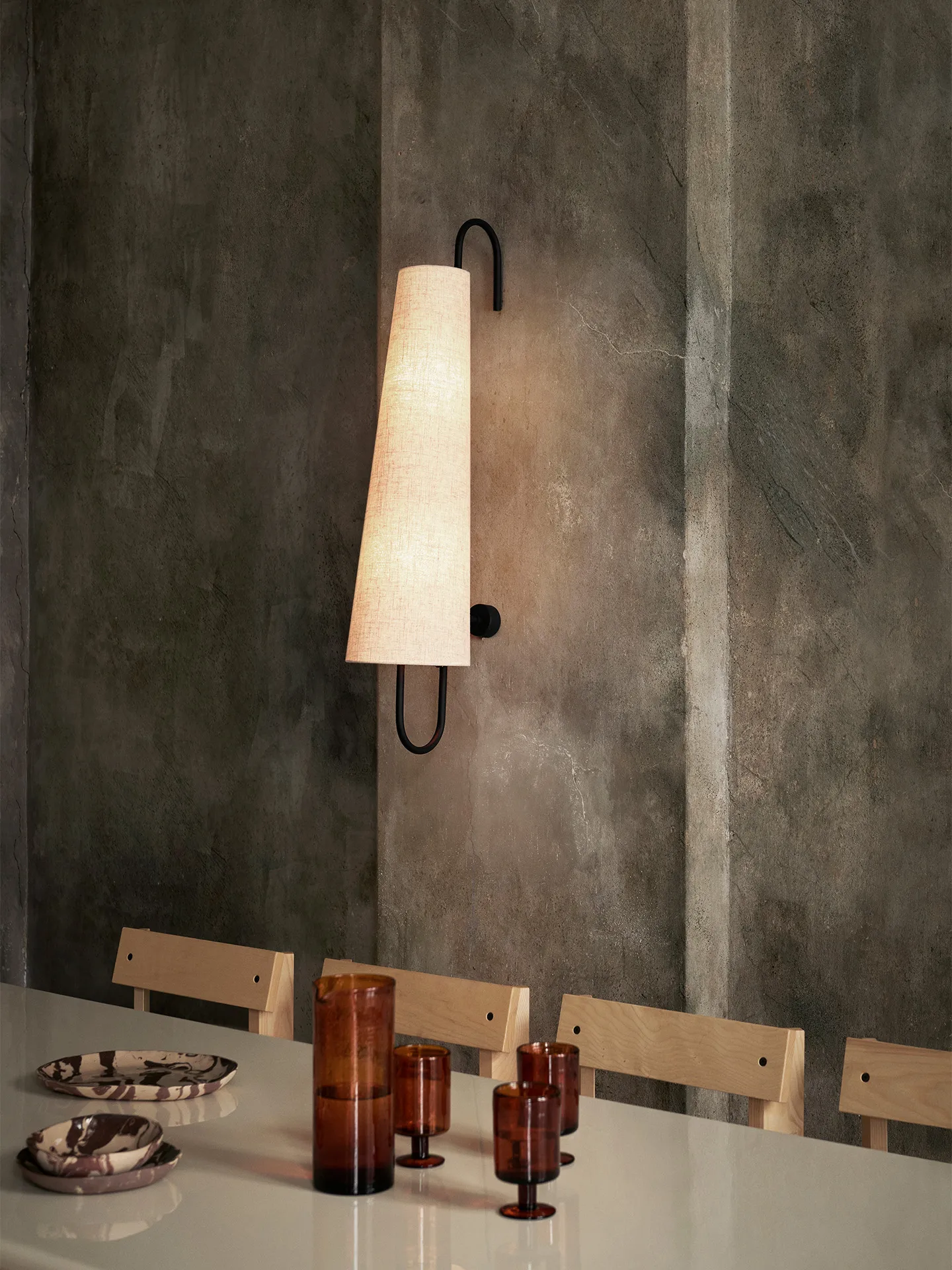 Ancora wandlamp, Zwart-Natuurlijk Ferm Living