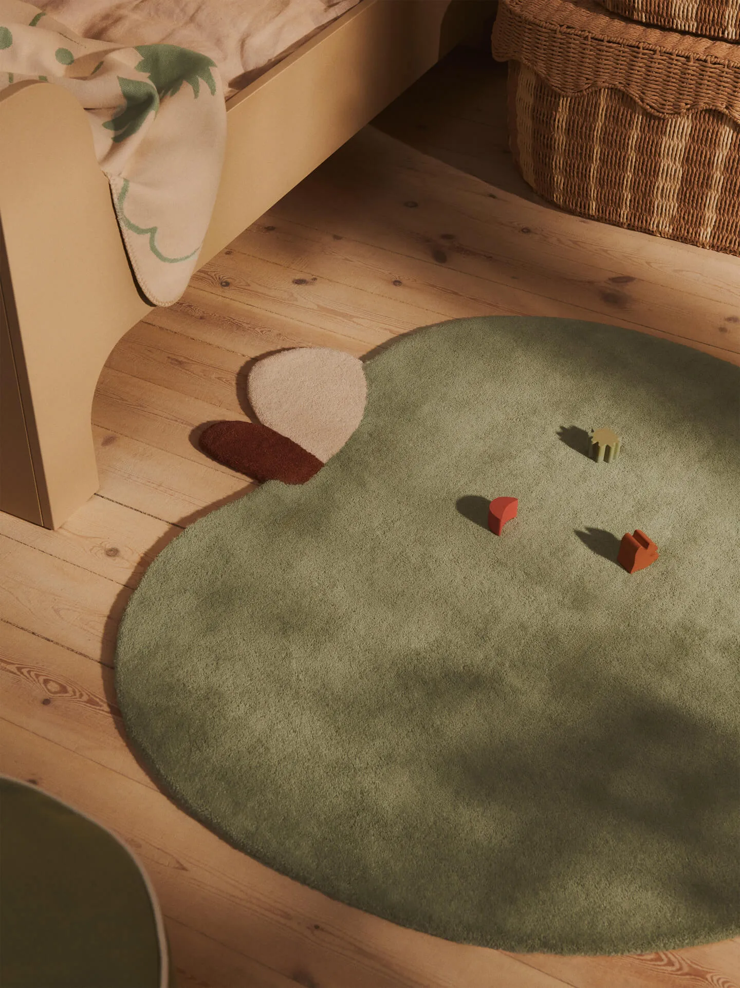 Apple getuft vloerkleed, Tea Green, 110x110 cm Ferm Living