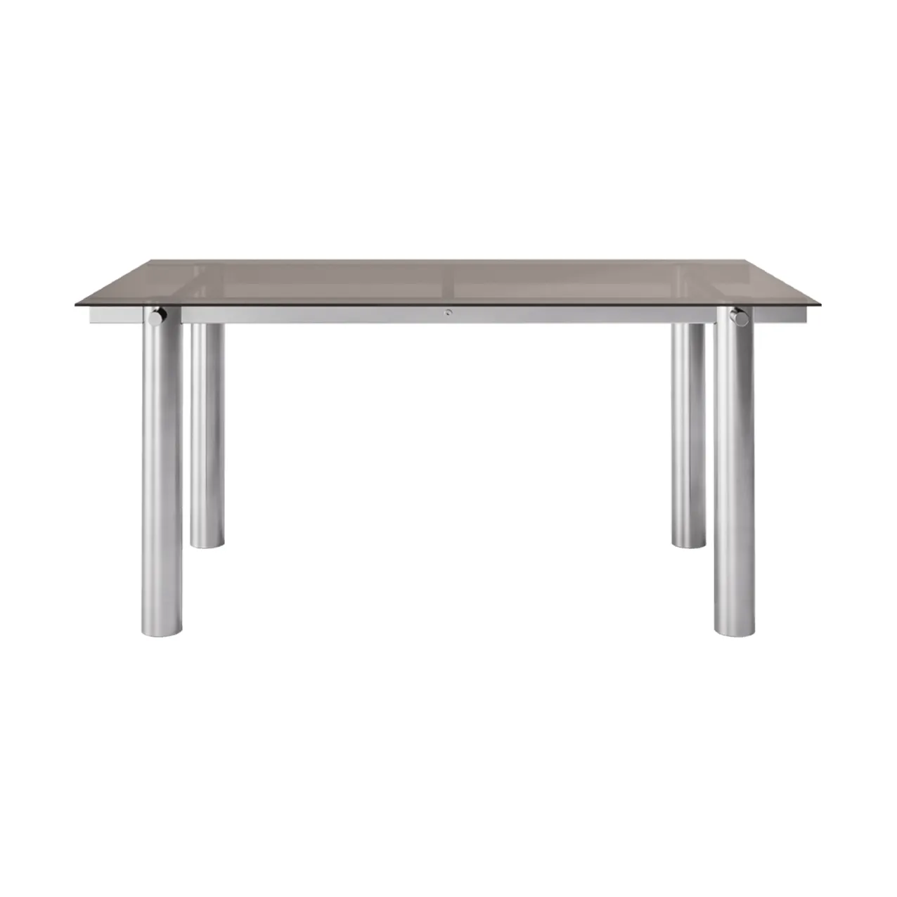 Atura eettafel, Brushed stainless steel-dark tinted glass, 90x160 cm Ferm Living