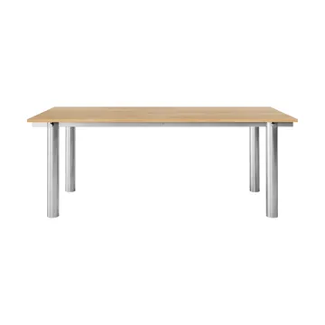 Atura eettafel - Brushed stainless steel-natural oak, 90x200 cm - Ferm Living