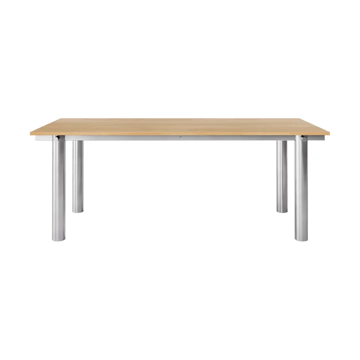 Atura eettafel - Brushed stainless steel-natural oak, 90x200 cm - Ferm Living