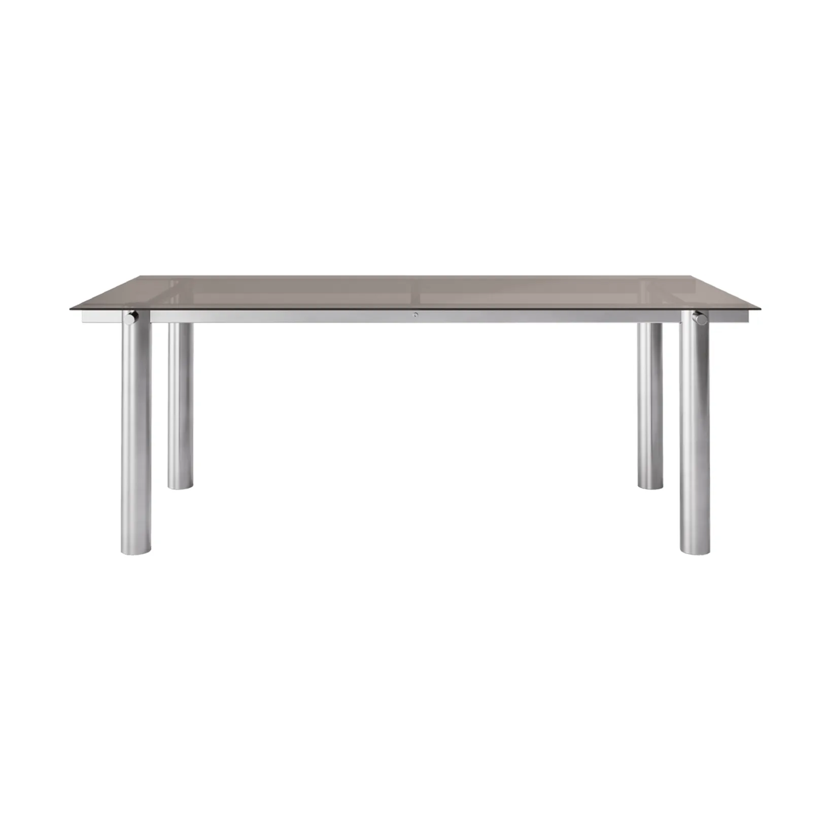 Atura eettafel, Brushed Stainless Steel/Dark Tinted Glass, 90x200 cm Ferm Living