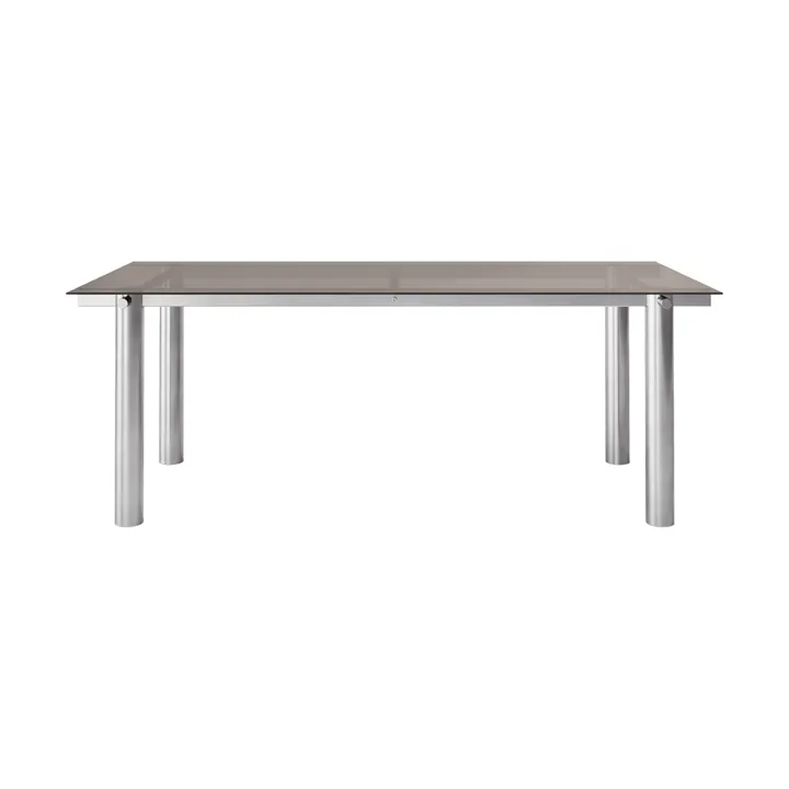Atura eettafel - Brushed Stainless Steel/Dark Tinted Glass, 90x200 cm - Ferm Living