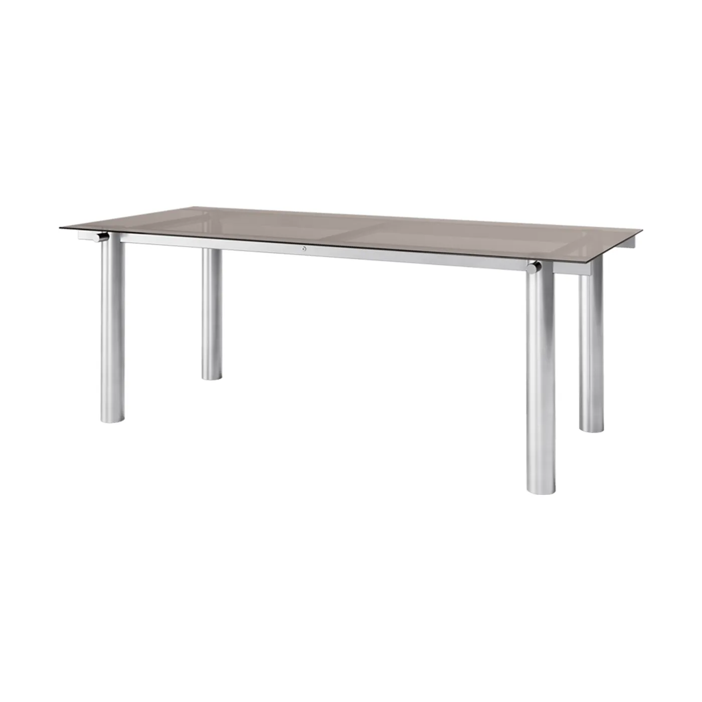 Atura eettafel, Brushed Stainless Steel/Dark Tinted Glass, 90x200 cm Ferm Living