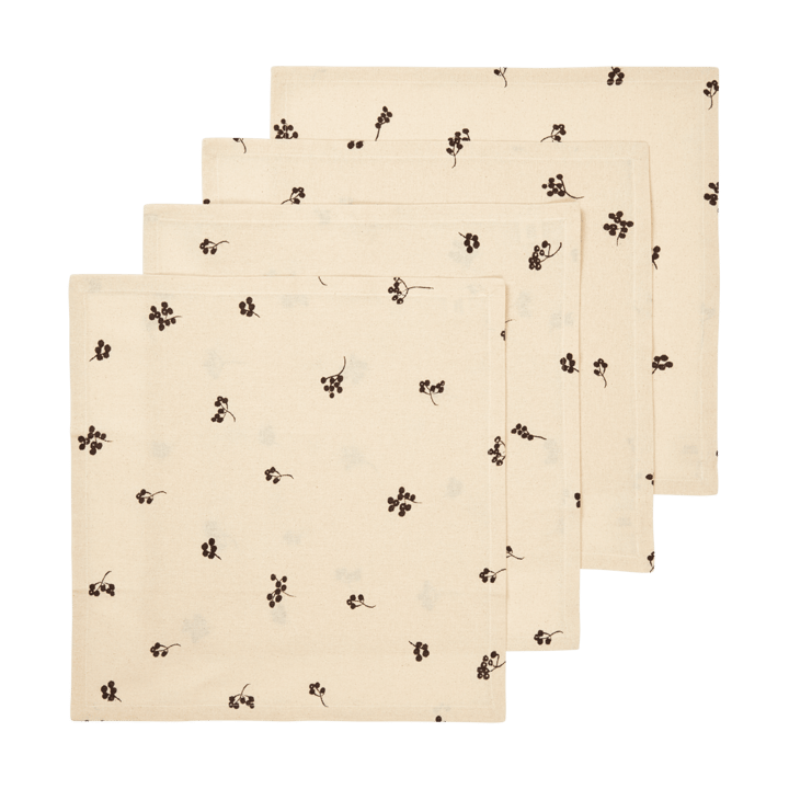 Baies katoenen servet 40x40 cm 4-pack - Natural-dark chocolate - Ferm Living