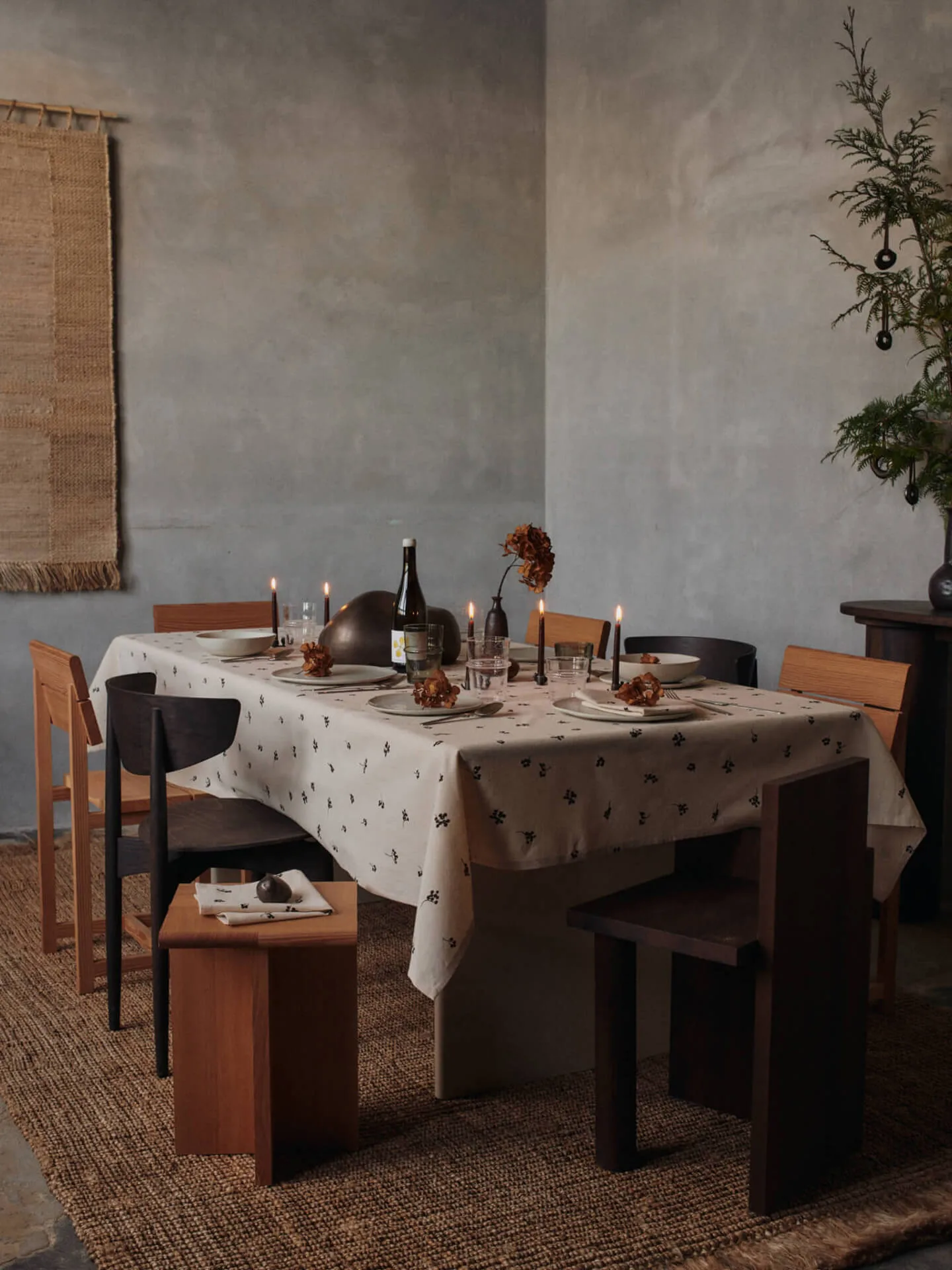 Baies katoenen servet 40x40 cm 4-pack, Natural-dark chocolate Ferm Living