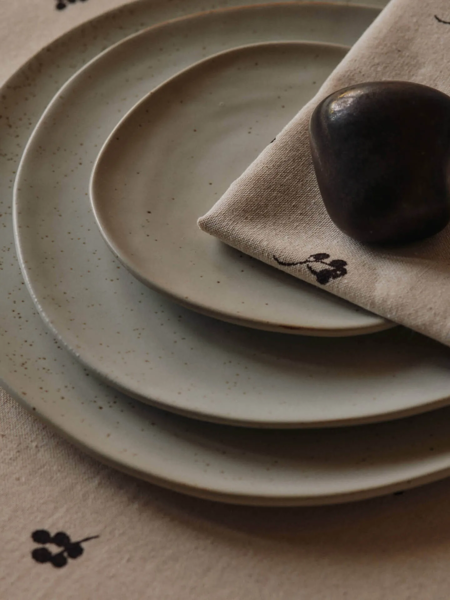 Baies katoenen servet 40x40 cm 4-pack, Natural-dark chocolate Ferm Living