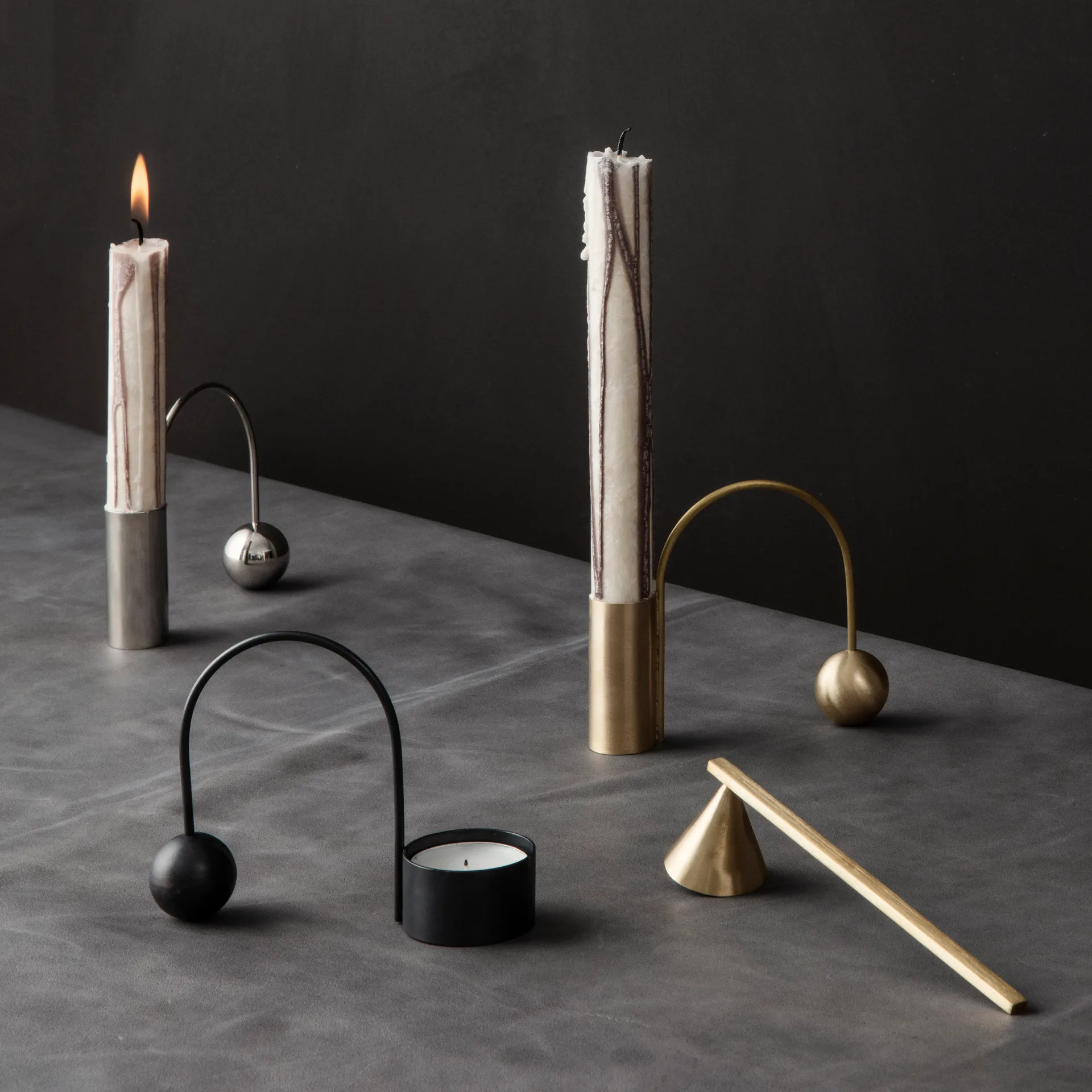 Balance kandelaar chroom, kaars Ferm Living