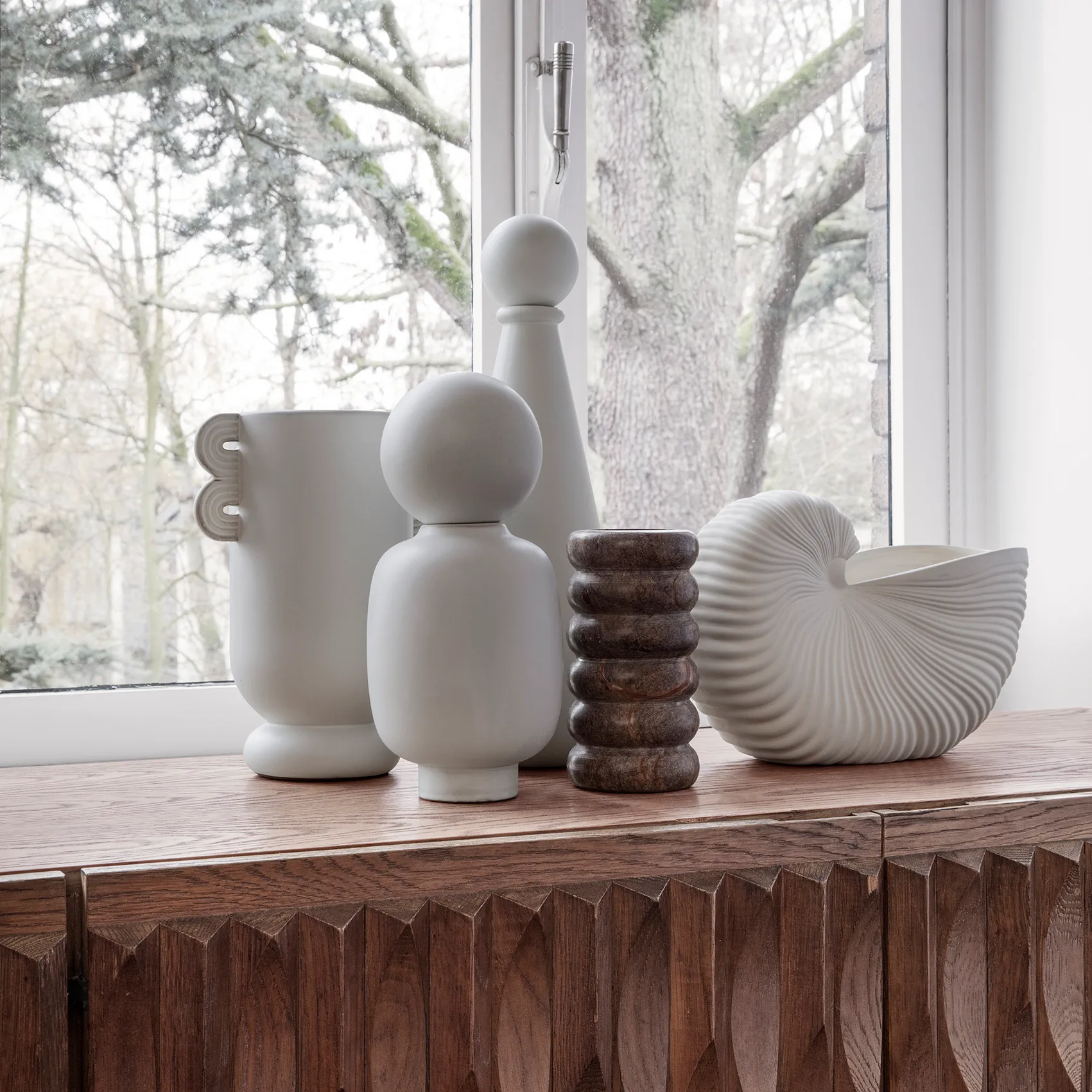 Bendum vaas, Bruin marmer Ferm Living
