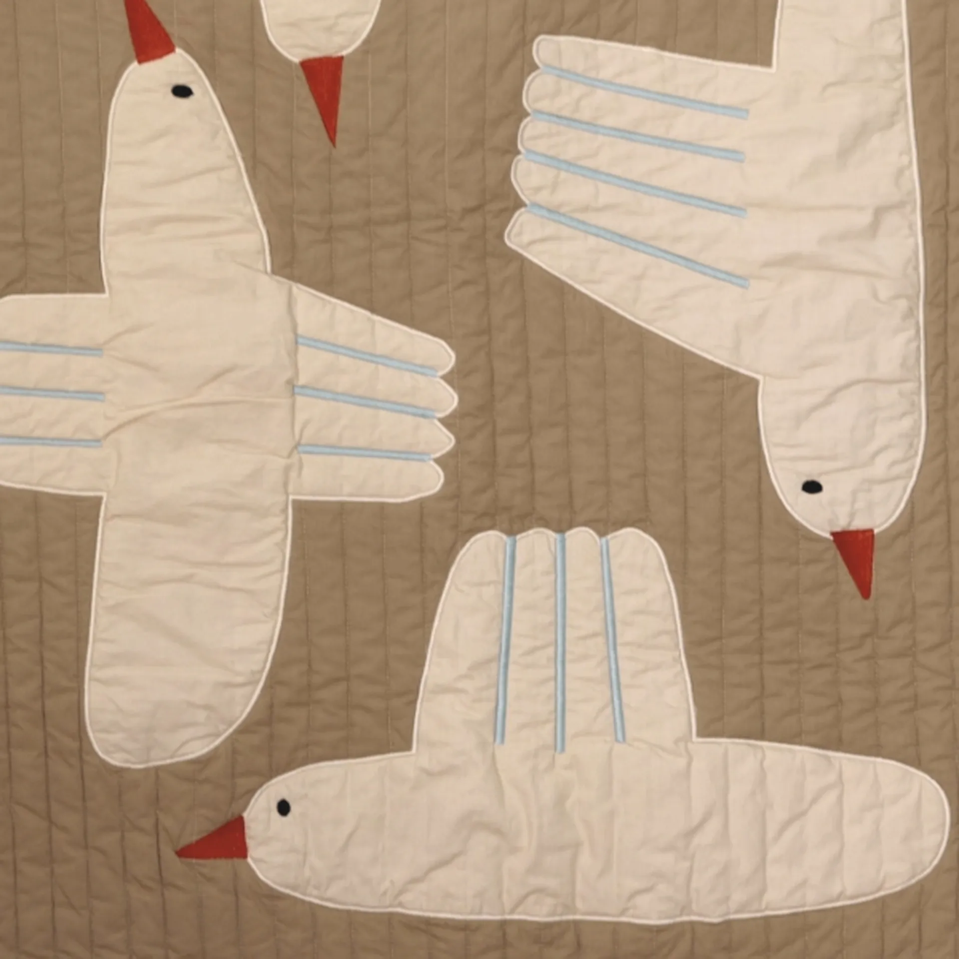 Bird doorgestikte deken, Beige Ferm Living