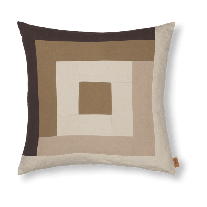 Border patchwork kussenhoes 50x50 cm - Coffee-dark sand - Ferm Living