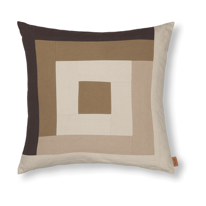 Border patchwork kussenhoes 50x50 cm - Coffee-dark sand - ferm LIVING