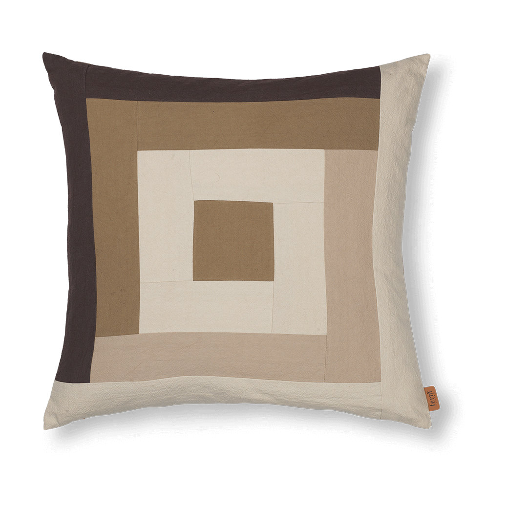 Ferm Living Border patchwork kussenhoes 50x50 cm Coffee-dark sand