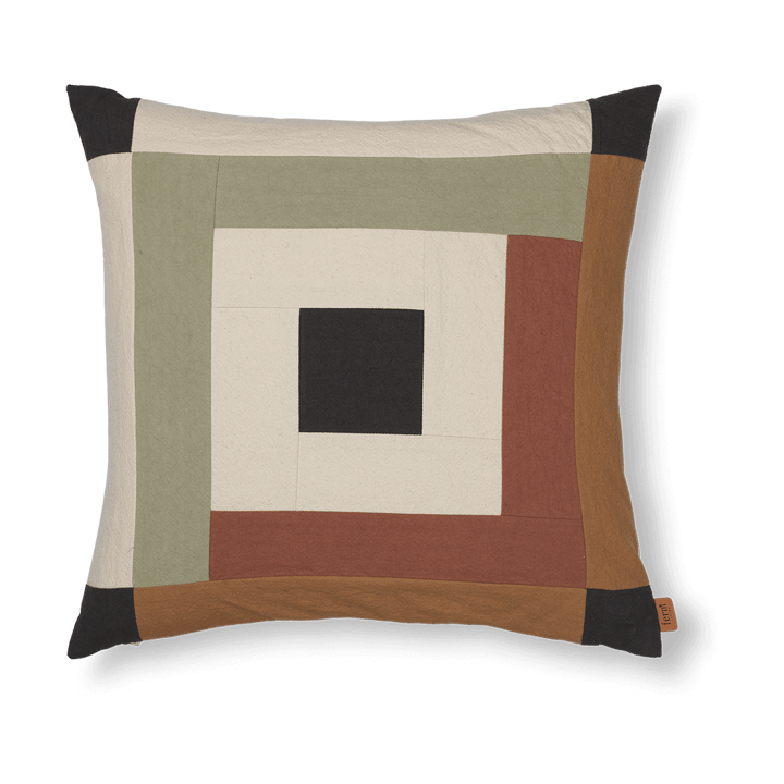 Border patchwork kussenhoes 50x50 cm - Dark sage-red brown - Ferm Living