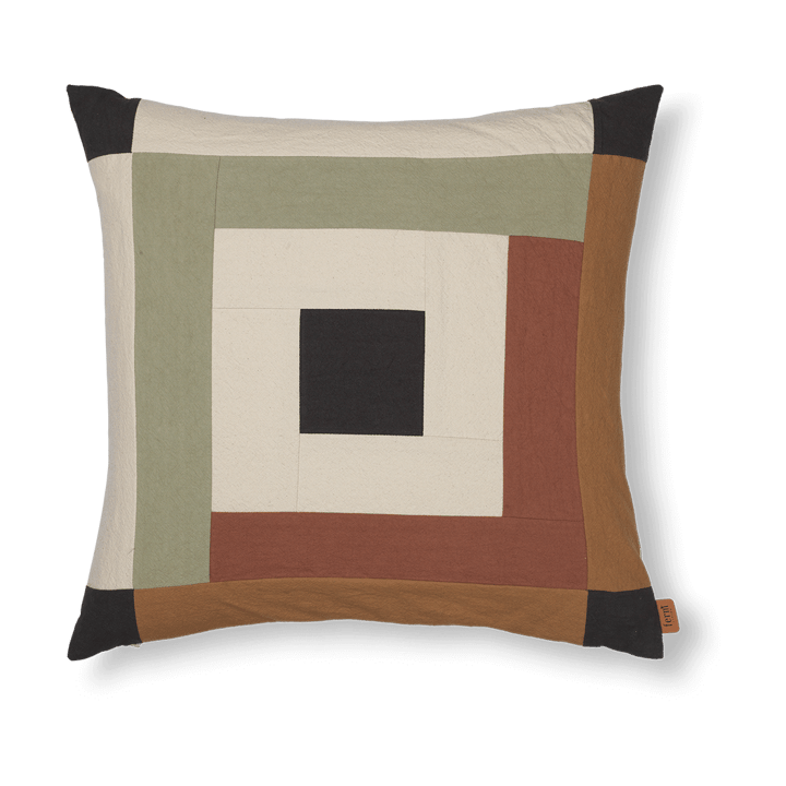 Border patchwork kussenhoes 50x50 cm - Dark sage-red brown - Ferm LIVING