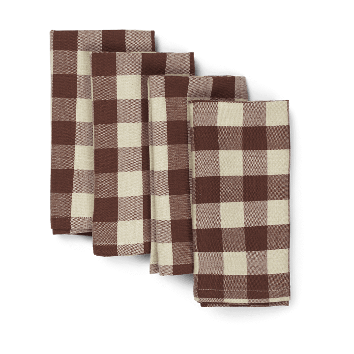 Bothy Check katoenen servet 40x40 cm 4-pack - Cinnamon-grey green - ferm LIVING